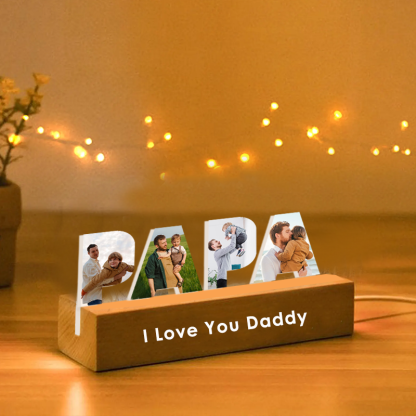 Personalized Photo Collage Night Light Custom Text Photo Led Lamp Fathers Day Gifts for Grandpa