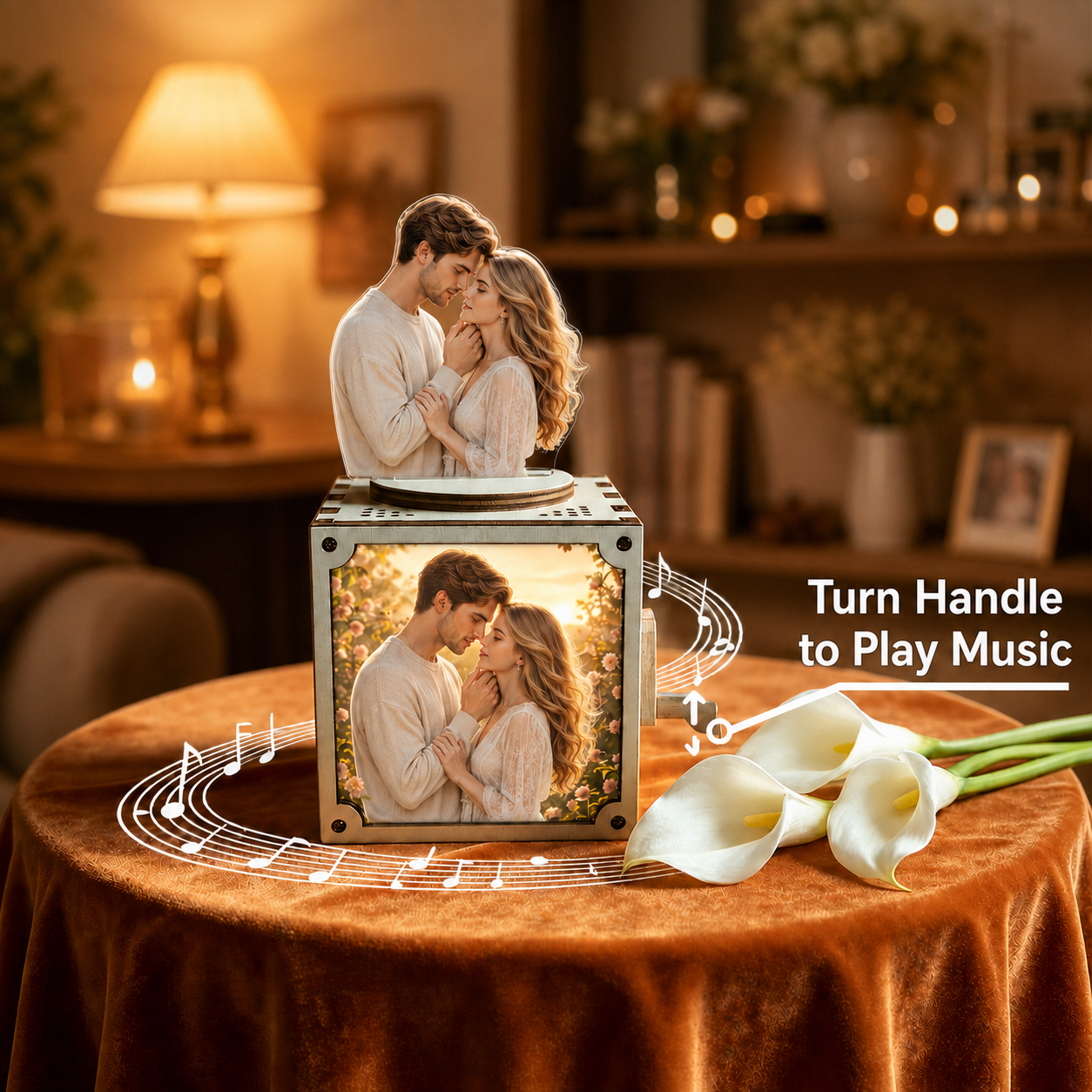Custom Music Box with Custom Song and Picture Wooden Night Light Music Box for Couples Anniversary Gift