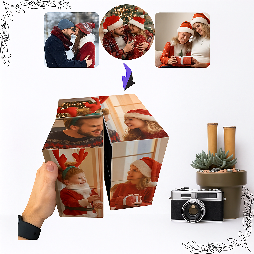 Custom Wooden Multiphoto Rubic's Cube Christmas Gifts Infinity Magic Photo Cube Personalized 9 Photo