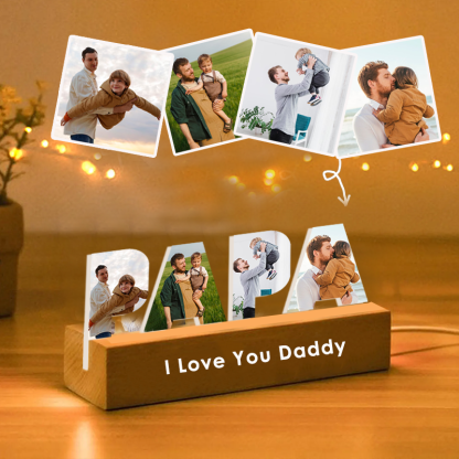 Personalized Photo Collage Night Light Custom Text Photo Led Lamp Fathers Day Gifts for Grandpa