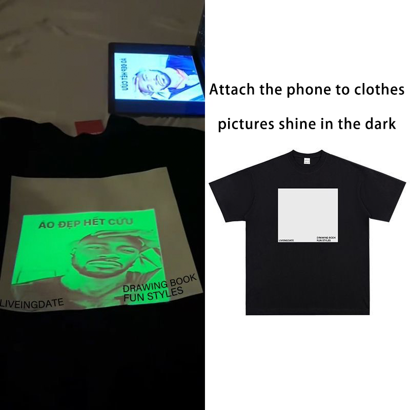 Glow in the Dark T-Shirt Custom with Your Own Draw Designs or Photo Fun 3D Tees Unisex Couple Gifts