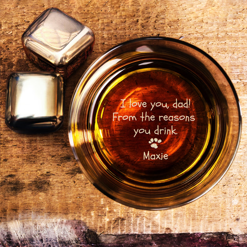 Custom Etched Whiskey Glasses Engrave Your Pet Photo and Handwriting Message Gift for Dog Lovers