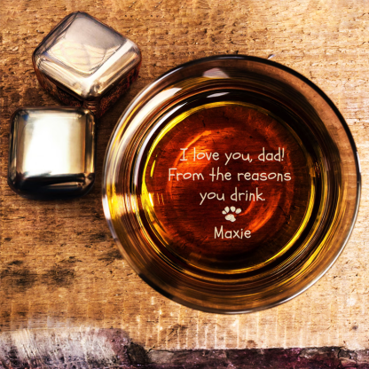 Custom Etched Whiskey Glasses Engrave Your Pet Photo and Handwriting Message Gift for Dog Lovers