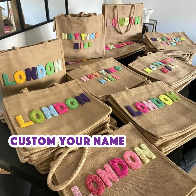 Personalized Name Punch Needle Handbags Custom Embroidered Letter Bag Punch Needle Embroidered Tufted Tote Bag Back to School Gift