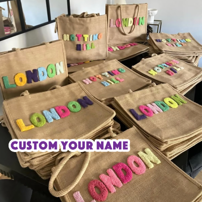 Personalized Name Punch Needle Handbags Custom Embroidered Letter Bag Punch Needle Embroidered Tufted Tote Bag Back to School Gift