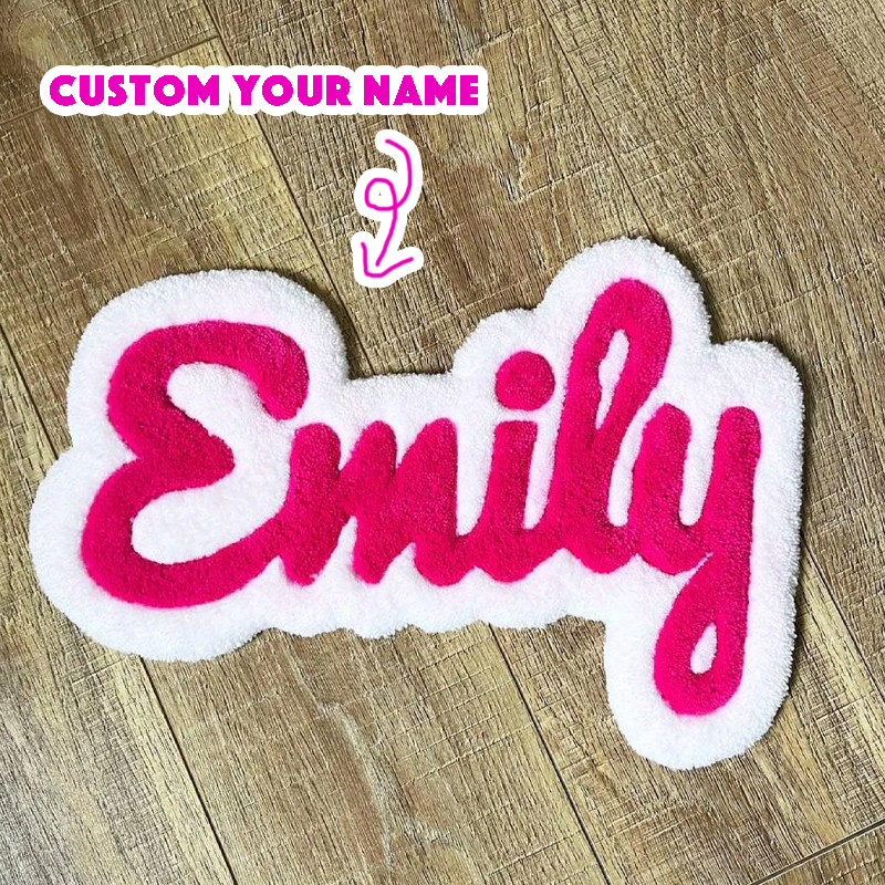 Custom Name Tufted Rug Punch Needle Personalized Kids Room Carpet Gift
