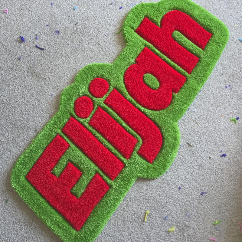 Punch Needle Tufted Name Mat Personalized Nursery Rug Baby Shower Gift