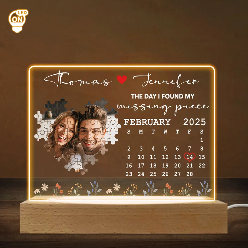 Personalized Photo and Date Night Light Frame Box the Day I Found My Missing Piece Anniversary Gifts