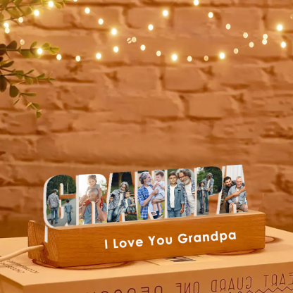 Personalized Photo Collage Night Light Custom Text Photo Led Lamp Fathers Day Gifts for Grandpa