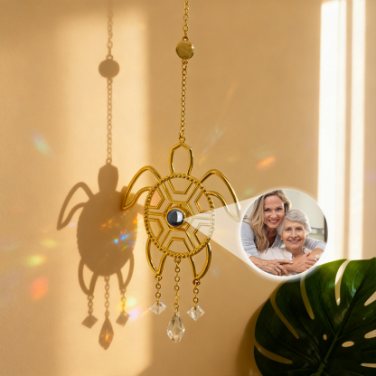 Personalized Sunburst Photo Sea Turtle Sun Catcher Custom Projection Ornaments Gift for Christmas