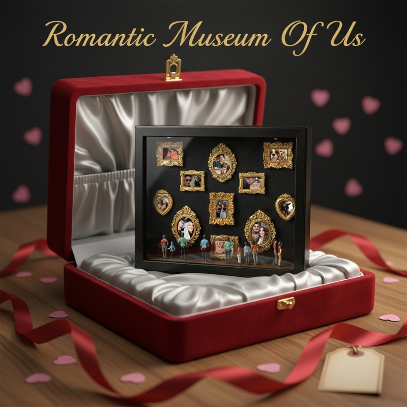Museum of Us Frame Custom Miniature Retro Photo Frame Gallery Wooden Light Frame DIY Gift for Couple Valentine's Day Gifts