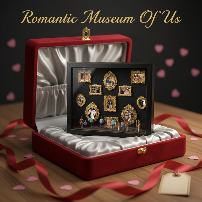 Museum of Us Frame Custom Miniature Retro Photo Frame Gallery Wooden Light Frame DIY Gift for Couple Valentine's Day Gifts