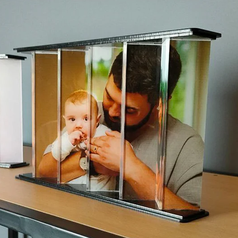 Custom Dual Photo Illusion Love Souvenir Gift Personalized 3D Photo Display Double Flip Photo Frame Anniversary Wedding Gift