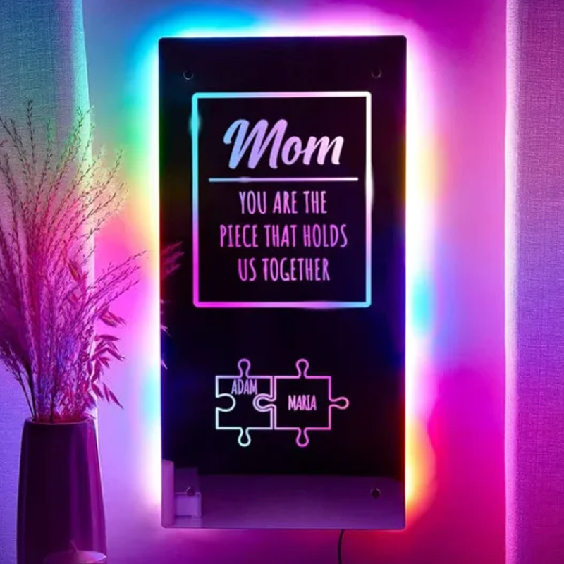 Custom Puzzle Mirror Lamp You Are the Piece That Holds Us Together Personalized 1-8 Kids Names  Gifts for Mom