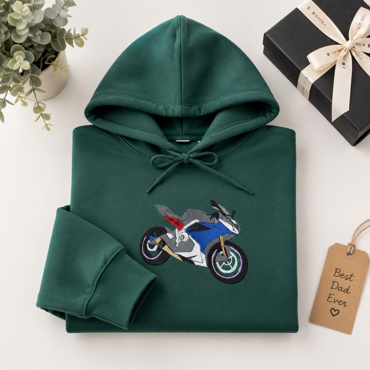 Personalized Motorcycle Photo Hoodie Custom Embroidered Car Sweatshirt Car Lovers Gift for Dad