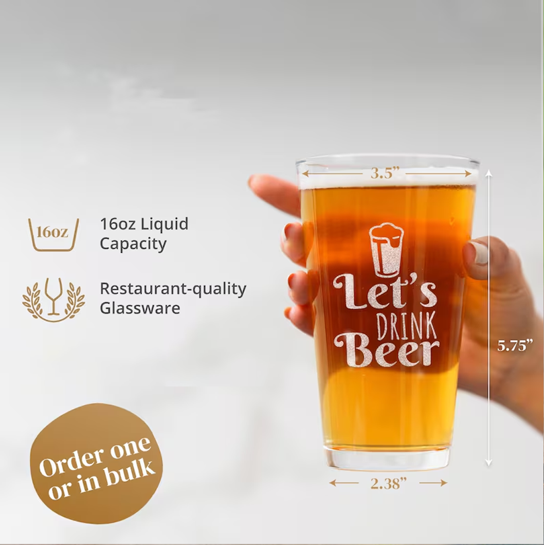 Custom Logo Pint Beer Glass with Laser Engraving Personalized Company Glassware Corporate Gifts and Bulk Business Orders
