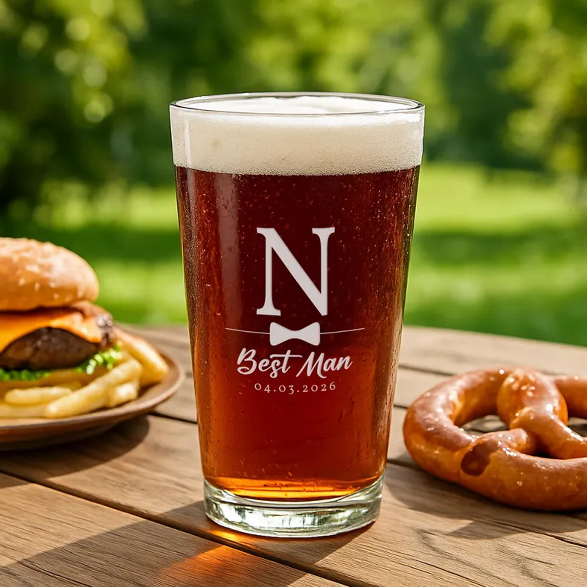 Personalized Groomsman Beer Pint Glass with Custom Logo Engraved Best Man Glass Wedding Party Gift for Groomsmen