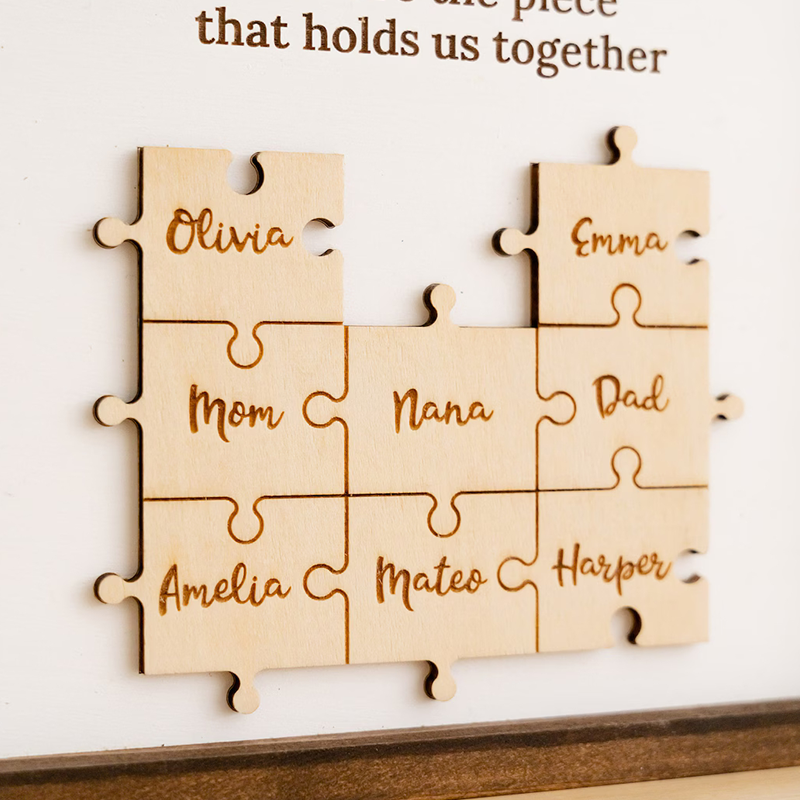 Personalized Name Wooden Puzzle Custom Sign Mom You Are the Piece That Holds Us Together Mom Gifts