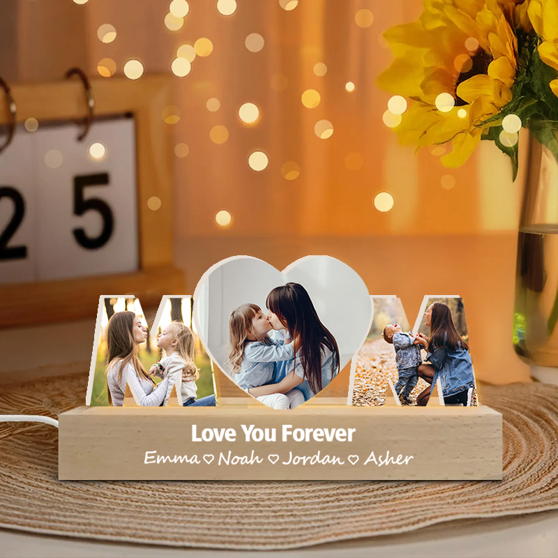 Custom Mom Photo Collage Night Light Personalized Text and Name LED Lamp Mother's Day Gift