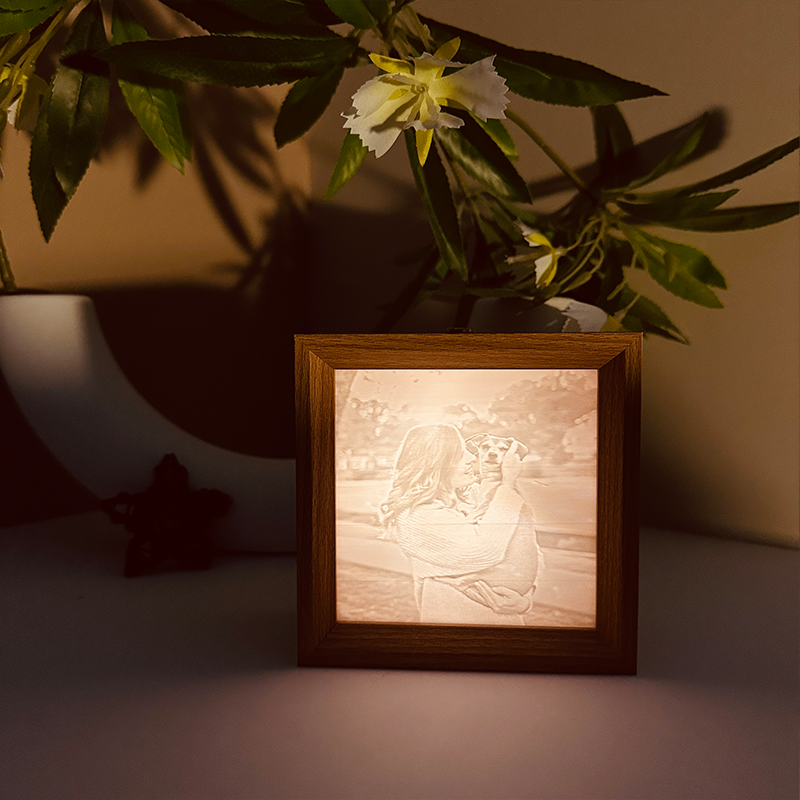 Custom 3D Printed Lithophane Photo Frame Lamp Personalized 3D Embossed Picture Night Light Unique Memorial Gift