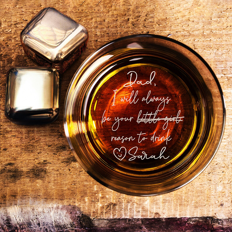 Personalized Handwriting Photo Whiskey Glass Engrave Your Handwritten Hidden Message on Rock Glass for Dad