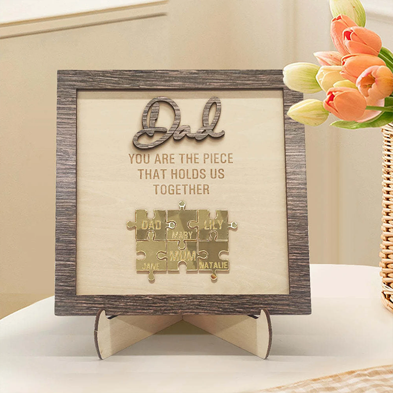 Personalized Name Wooden Puzzle Custom Sign Dad You Are the Piece That Holds Us Together Gifts for Father