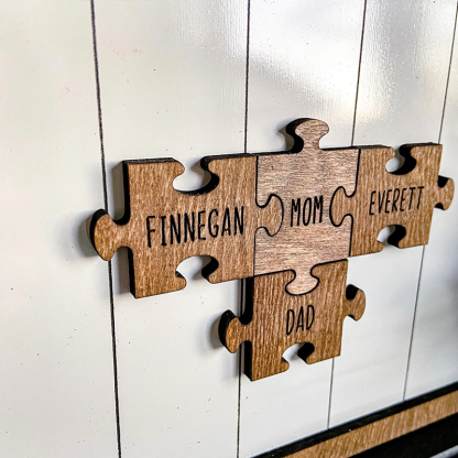 Personalized Fathers Day Puzzle Sign Name Wooden Puzzle Custom Sign Frame Gifts for Dad
