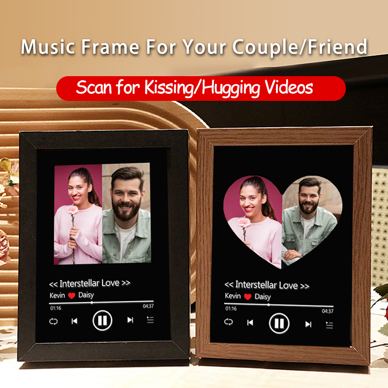 Personalized AI Kissing Video Photo Frame with Custom Whole Song AR Frame Personalized Music Player (Can Play Whole Song)