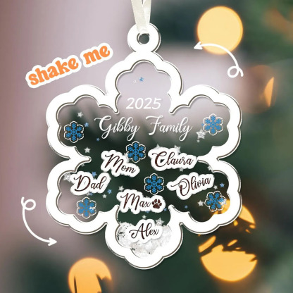 Personalized Family Name 4D Shake Snowflake Family Ornament Christmas Tree Hangings Family Gifts