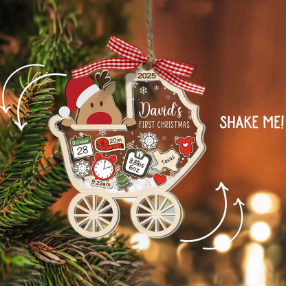 Custom Photo Baby's First Christmas 4D Shake Ornament Babies Newborn Gift Baby Shower Gifts