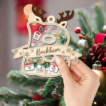 Personalized Initial Baby Name Ornament 4D Shaker Ornament Baby's First Christmas Ornament Baby Shower Gift