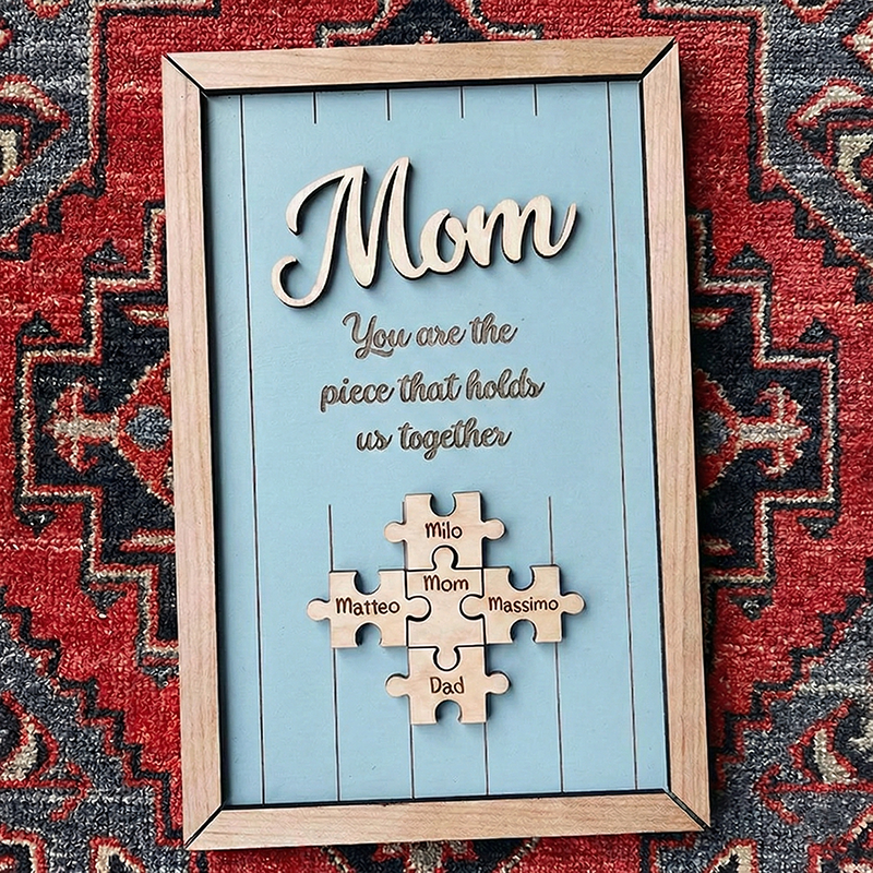 Personalized Wooden Puzzle Frame Custom Color Engraved Mom You Are the Piece That Holds Us Together Sign Gifts for Mom