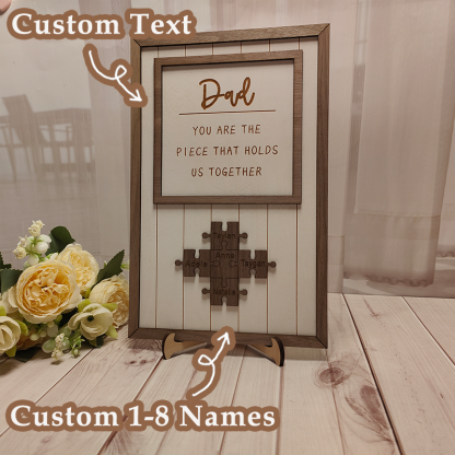 Personalized Fathers Day Puzzle Sign Name Wooden Puzzle Custom Sign Frame Gifts for Dad