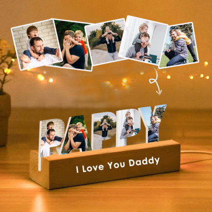 Personalized Photo Collage Night Light Custom Text Photo Led Lamp Fathers Day Gifts for Grandpa