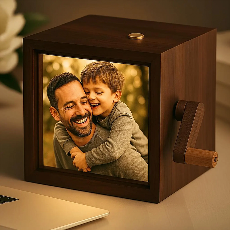 Personalized Flipbook Frame Father Gifts Animation Machine Mechanical Hand Motion Photo Cube