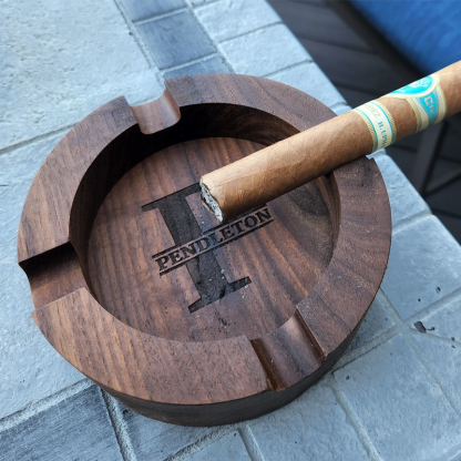Personalized Cigar Ashtray Walnut Wood Cigar Ash Tray Gift for Men Personalized Wedding Gift