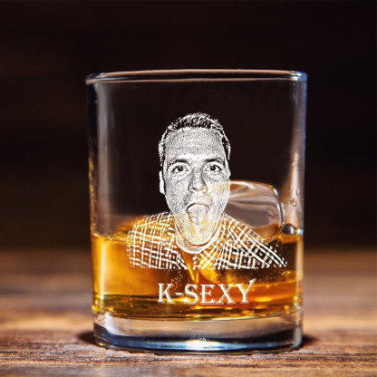 Custom Photo and Name Engraved Whiskey Glass with Laser Etched Bourbon Glasses Christmas Gifts