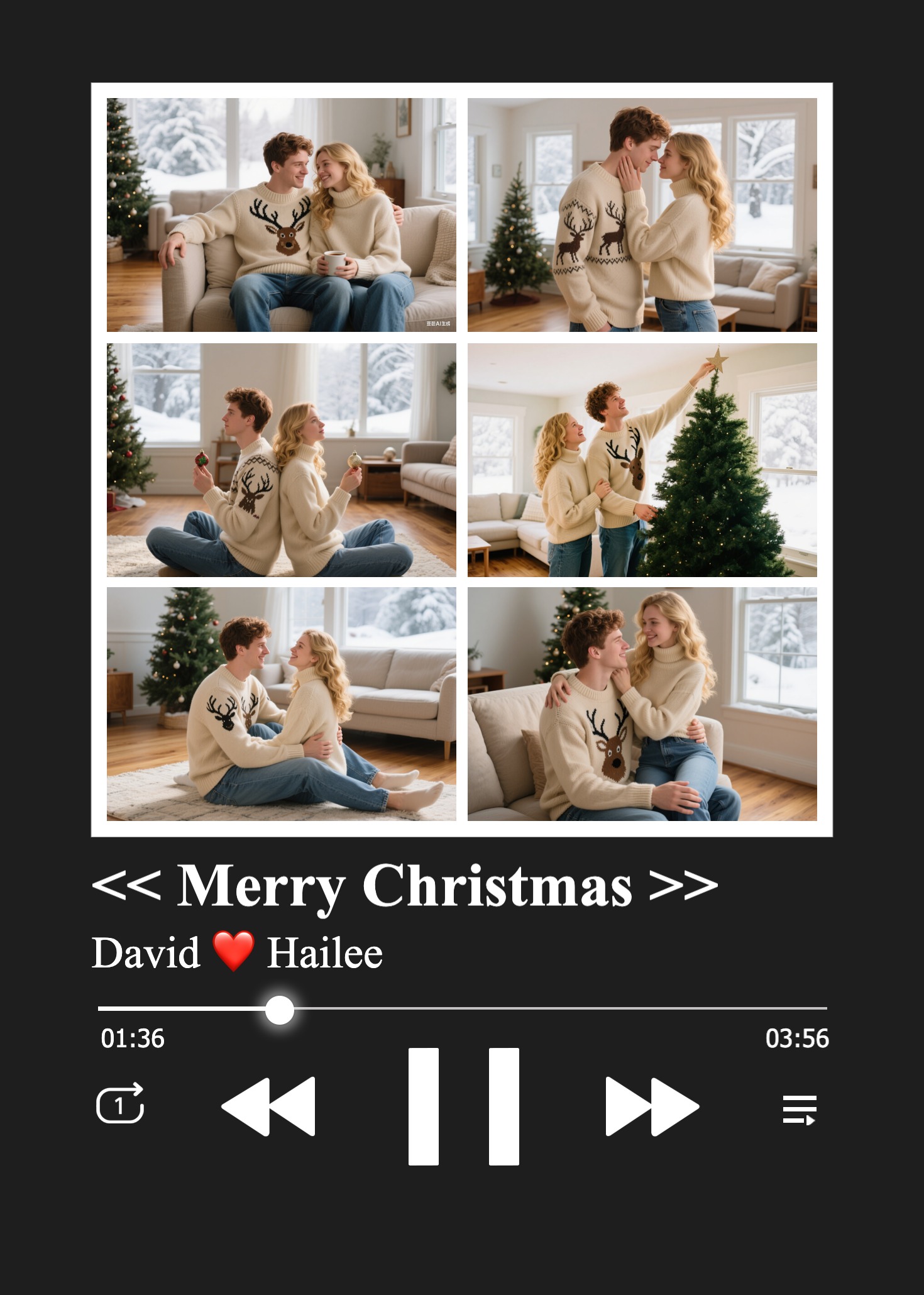 Christmas Gifts Photo Frame with Music Custom Whole Song Frame Persona