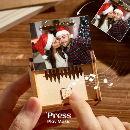 Custom Photo and Whole Song Digital Music Box Christmas Gifts Personalized Wooden Music Box (can play whole song)