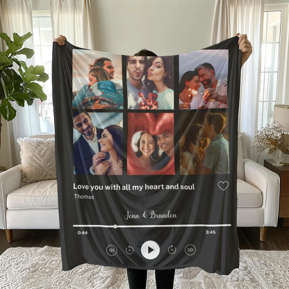 Personalized Collage Photo Blanket Custom Pictures and Text Throw Blanket Anniversary Gifts for Her