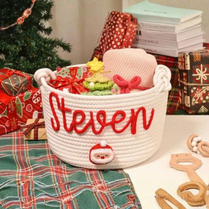 Personalized Baby Name Shower Gift Basket Christmas Gift Basket Kids Christmas Eve Basket Storage Basket Gift for Baby