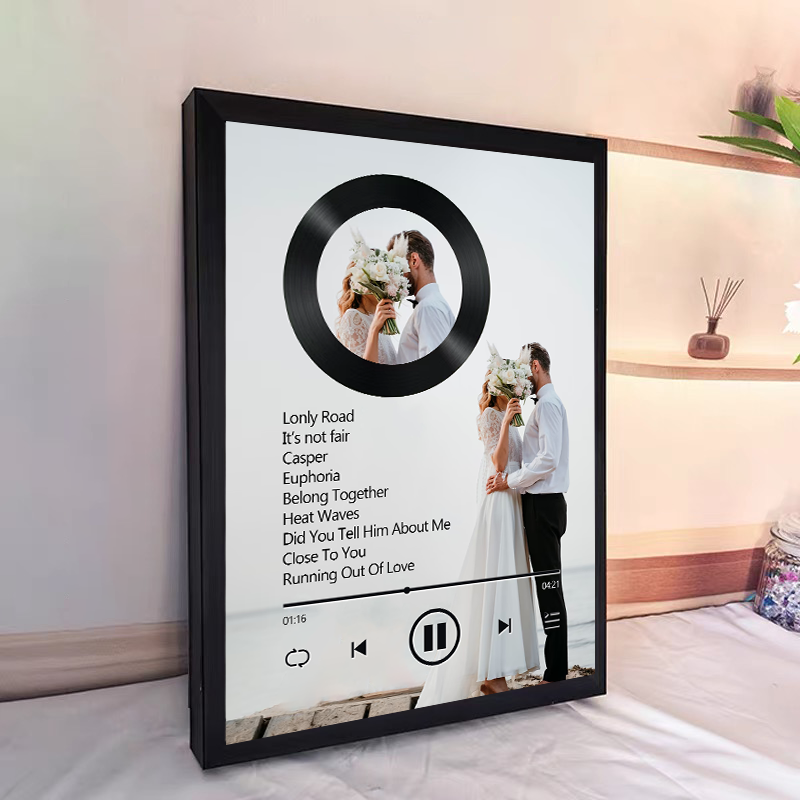 Custom Nine Songs Picture Frames Night Light with Personalized Photo Music Player (can play nine whole song)