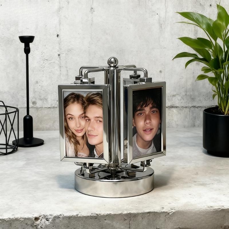Personalized Couple Photo Rotating Album Custom Photo Metal Music Box Christmas Gift for Couple