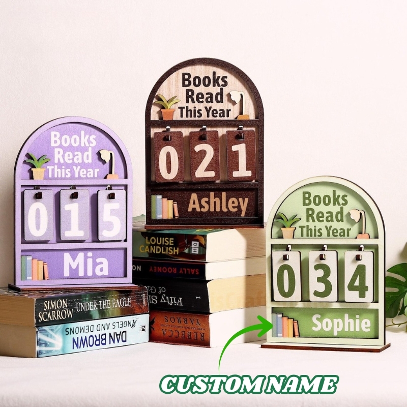 Personalized Books Read This Year Counter Mini Plaque with Flat Base Book Lovers Gift Bookshelf Decor Gift for Readers
