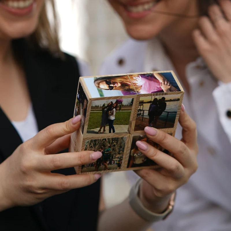 Personalized Wooden Photo Prisma Cube 15 Photos Folding Photo Rubic's Cube Valentines Day Gift Anniversary Gift