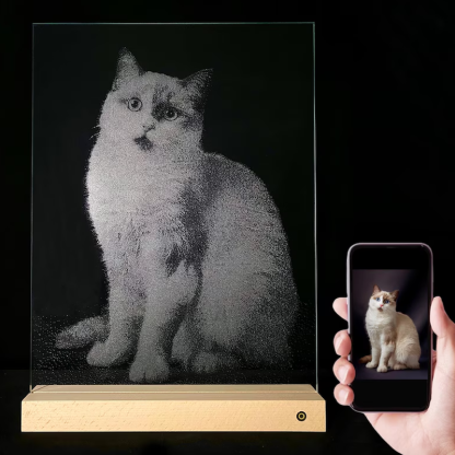 Personalized Handmade Hammered Glass Art Custom Photo Portrait LED Night Light Gift for Her