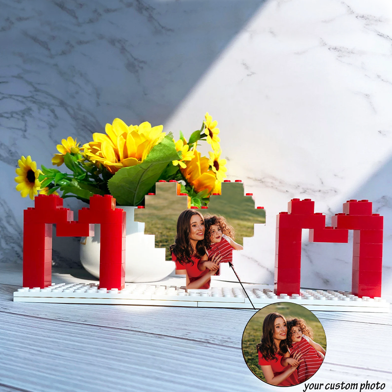 Custom Mom Shape Brick Puzzle Personalized Building Block Mom Heart Photo Block Gifts for Mom