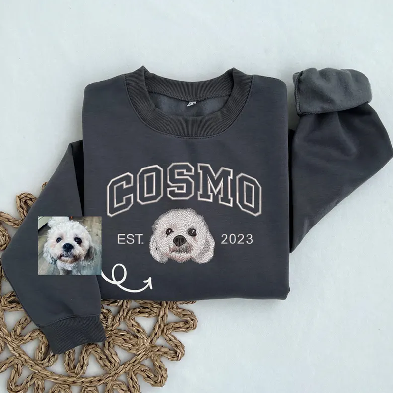 Custom Embroidered Hoodie with Dogs Personalized Pet Portrait and Name Sweatshirt Gifts for Dog and Cat Lovers