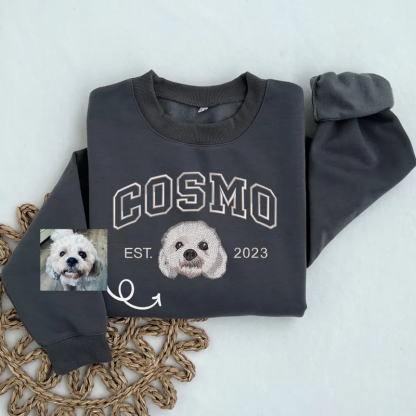 Custom Embroidered Hoodie with Dogs Personalized Pet Portrait and Name Sweatshirt Gifts for Dog and Cat Lovers