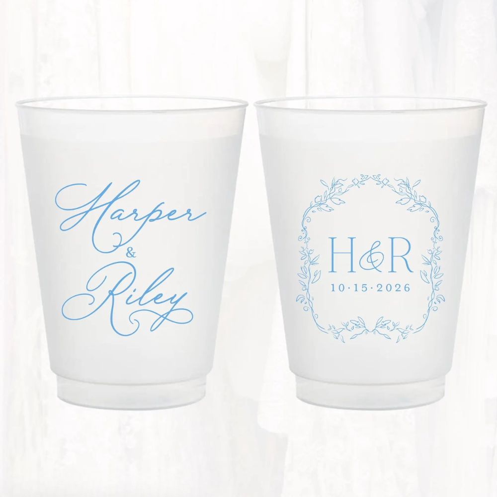 Personalized Frosted Wedding Cups Custom Shatterproof Cups Wedding Reception Favors Frosted Cups for Wedding